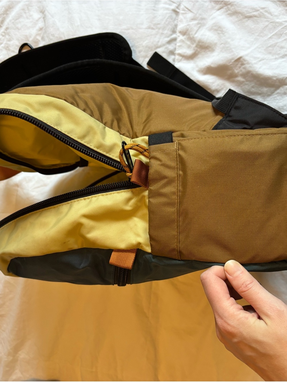 Topo Designs Men's Green Backpack with Yellow Trim - Picture 2 of 5